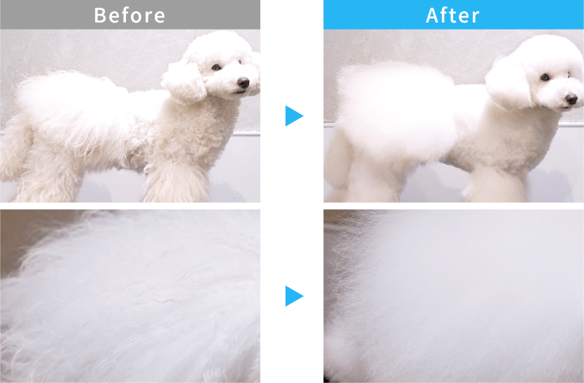 写真：VEENAを使用した前と後の様子